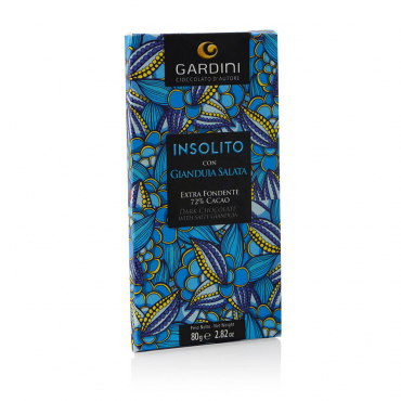 “Insolito” Tavoletta extra fondente 72% cacao con gianduia e sale dolce di Cervia – Gardini – Astuccio g 80